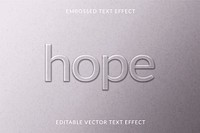 Embossed editable vector text effect template gray paper textured background