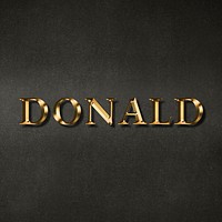 Gold Donald typography on a black background design element