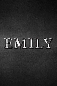 Emily typography in silver metallic effect design element 