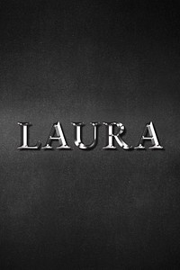 Laura typography in silver metallic effect design element