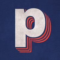 Letter p layered text effect font