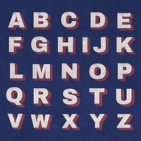 Layered effect alphabet typography font set