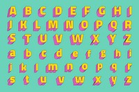 Alphabet set 3d psd stylized typeface