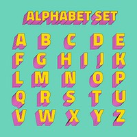 Alphabet set 3d psd stylized typeface