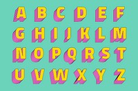 Alphabet set 3d psd stylized typeface