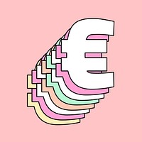 Euro symbol pastel 3d psd font