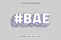 Layered editable text effect template 3d typography psd