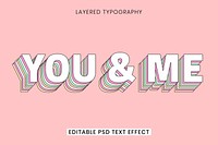 Layered editable text effect template 3d typography psd