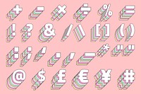 Layered symbol set psd pastel stylized typography