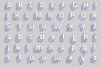 Psd retro font alphabet set typography