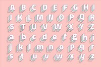 3d vector retro alphabet pastel alphabet set