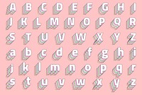 Psd 3d font pastel alphabet set typography