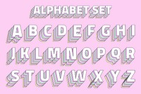 Pastel 3d vintage alphabet psd set typography