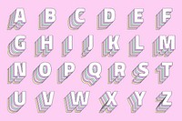 3d pastel alphabet psd set typography