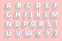 Alphabet vector set 3d pastel retro typeface