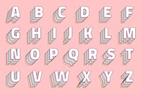 Layered psd pastel alphabet set retro typography