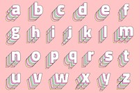 Lowercase pastel alphabet psd set retro typography