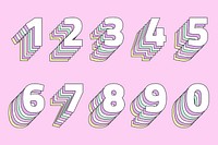 Number set pastel 3d psd stylized typeface