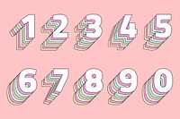 Number set pastel 3d psd stylized typeface