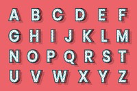 3D alphabet psd isometric halftone style typography