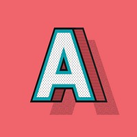 Letter A 3D halftone effect typography vector