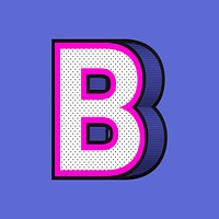 Psd 3D letter B isometric halftone style typography