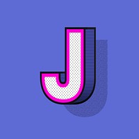 Letter J isometric halftone effect typography