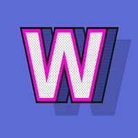 Letter W isometric halftone style typography