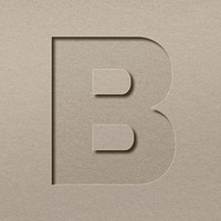 Paper cut capital letter B psd font typography