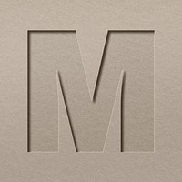 Paper cut capital letter M psd font typography