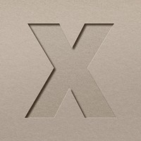 Paper cut capital letter X psd font typography