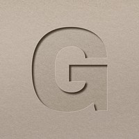 Paper cut texture g letter capital typography