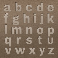 Paper cut alphabet set psd ABC font on beige