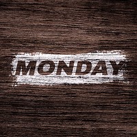Monday lettering wood texture brush stroke effect typography
