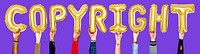 Golden balloon letters forming the word copyright