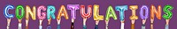 Rainbow alphabet balloons forming the word congratulations
