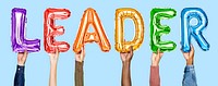 Colorful balloon letters forming the word leader