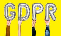 Gray balloon letters forming the word GDPR<br />