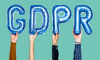 Blue balloon letters forming the word GDPR<br />