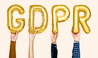 Golden balloon letters forming the word GDPR<br />