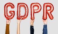 Red balloon letters forming the word GDPR