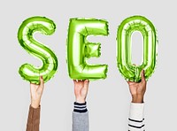 Green balloon letters forming the word SEO<br />