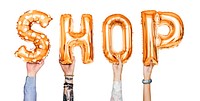 Orange alphabet balloons forming the word free