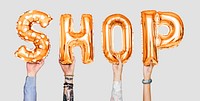 Orange alphabet balloons forming the word free