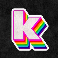 K font psd 3d rainbow typeface paper texture