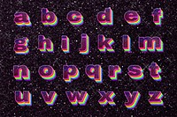 Glitter rainbow alphabet psd set gay pride lowercase font
