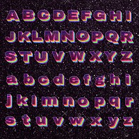 Glitter rainbow alphabet psd set A-Z gay pride font