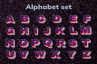 Glitter rainbow alphabet psd set gay pride uppercase letter font