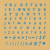 A-Z alphabet, punctuations, symbols psd retro display style font