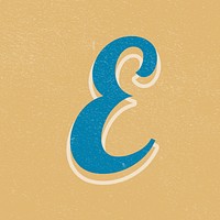 Psd retro letter E bold typography